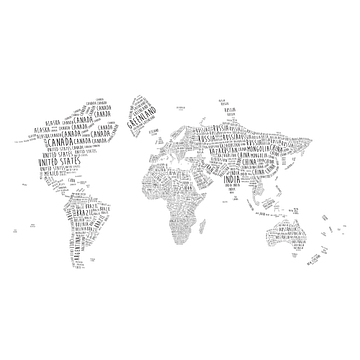Typografische Wereldkaart Wandcirkel | Engelstalig van WereldkaartenShop