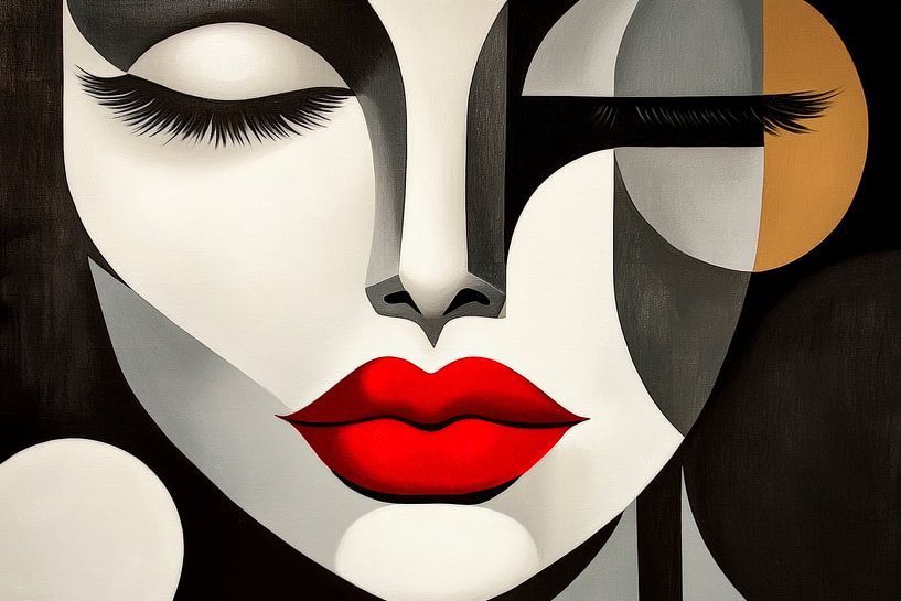 Gesicht im Spiel von Licht und Schatten von Poster Art Shop