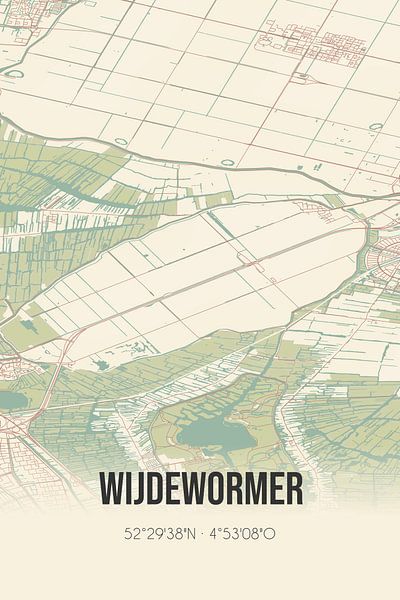 Alte Landkarte von Wijdewormer (Nordholland) von Ortsdrucke
