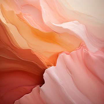 Diepe Verwondering - Peach Fuzz Abstract Flow #11 van Ralf van de Sand
