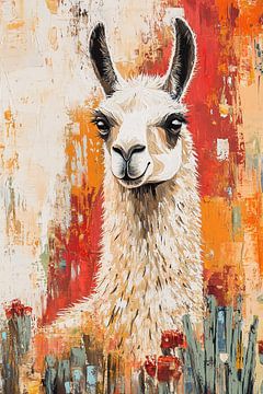 Kleurrijk schilderij van een lama van Imperial Art House
