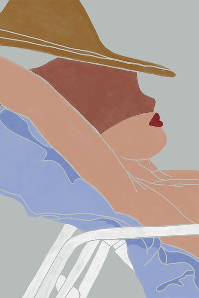 On the beach - sun lounger by Kunga by The Artcircle