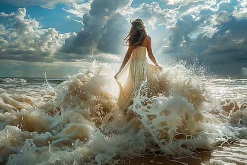 bruid in de branding