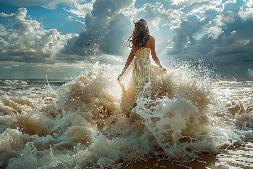 bride in the surf by Egon Zitter