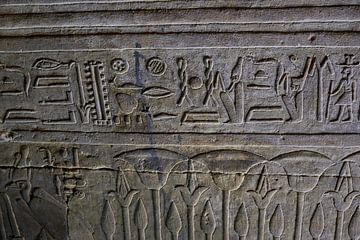 De Tempel van Edfu in Edfu, Egypte, Details van de inscripties op de muren van Mohamed Abdelrazek