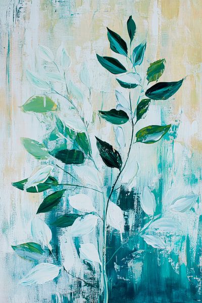 Leaf motif in soft colours by Poster Art Shop
