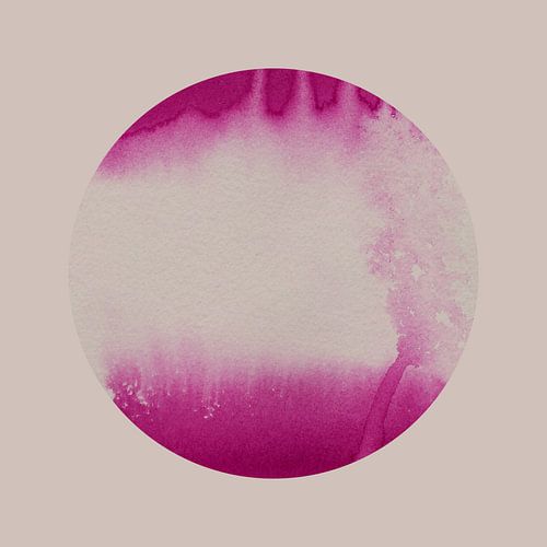 Ikigai. Minimalistische Zen-kunst. Aquarel zon in wit en roze.