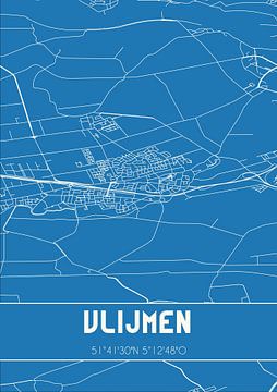 Blauwdruk | Landkaart | Vlijmen (Noord-Brabant) van Rezona