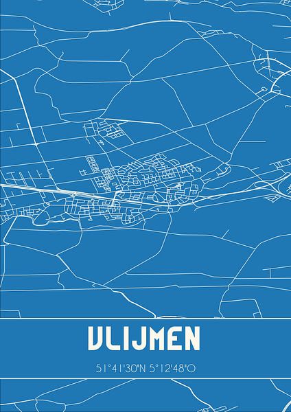 Blueprint | Map | Vlijmen (North Brabant) by Prints of Place