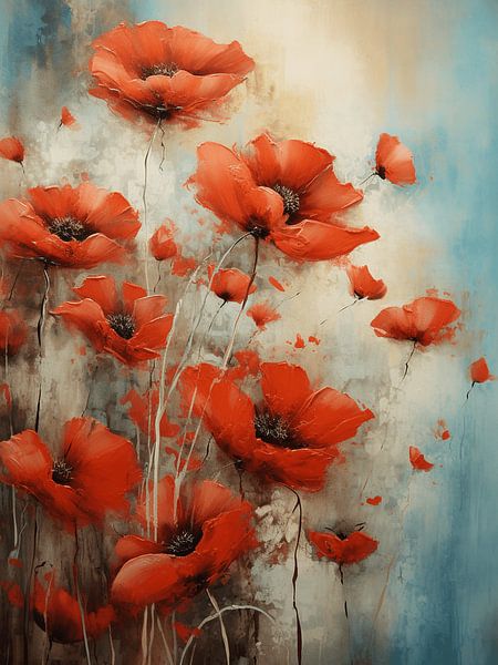 poppies blossoms impressionism delicate ephemeral floral by gm_designs