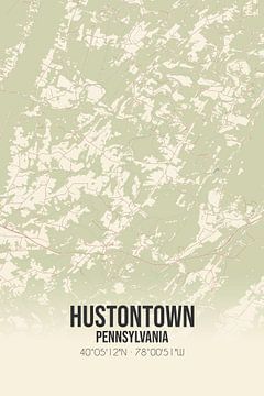 Carte ancienne de Hustontown (Pennsylvanie), USA. sur Rezona