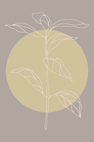 Japandi. Boho botanische bladeren in goud en taupe nr. 9