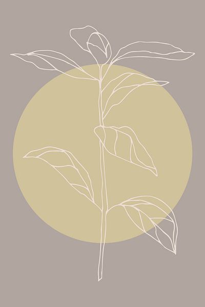 Japandi. Boho botanical leaves in gold and taupe no. 9 by Dina Dankers