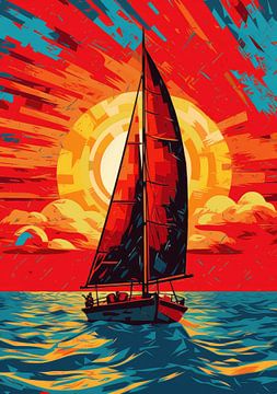 Zeilboot Poster Pop Art van Niklas Maximilian