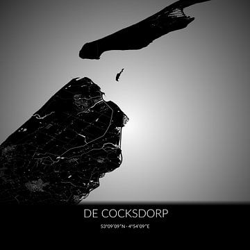 Black and white map of De Cocksdorp, North Holland. by Rezona