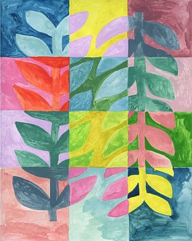 Farbenfrohe botanische Collage mit moderner Eleganz