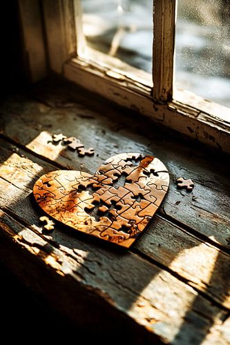 Puzzle en bois en forme de coeur