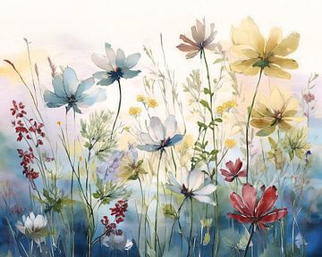 Modern Botanisch schilderij: Wilde bloemen van Studio Pieternel