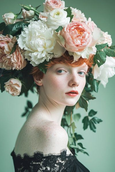 Flower crown and freckles by Poster Art Shop