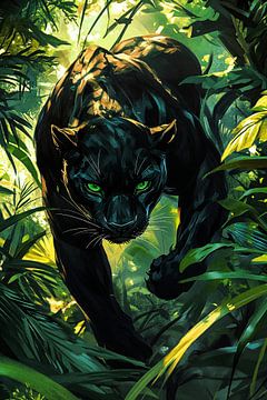 Zwarte panter in jungle decor van Imperial Art House