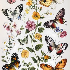 Schmetterlinge mit Blumen von IamHome Studio