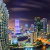 Miami Downtown Skyline in Fisheye van Mark den Hartog