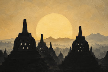 Borobudur bei Sonnenaufgang I Indonesien I Minimalistisch