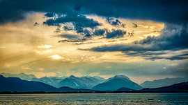 Panorama Bodensee mit schweizer Alpen bei Gewitter von Dieter Walther