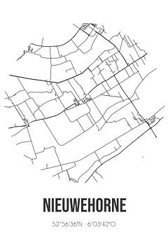 Nieuwehorne (Fryslan) | Karte | Schwarz und Weiß von Rezona