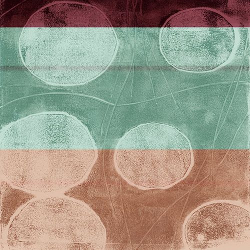 Wabi-sabi organische abstracte vormen in mintgroen, bruin en paars