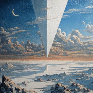 Inverted Pyramid Over Snowy Dream City by Aden Pink Studio