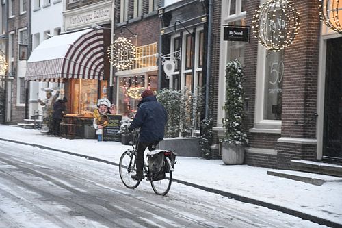 Radfahrer im Schnee von Pauline Vogelaar