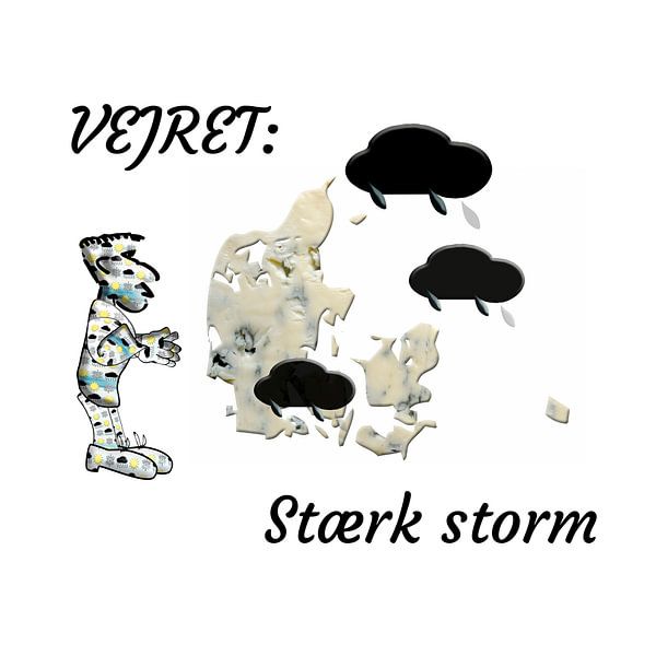 Vejrudsigteren forudser en stærk storm over Danmark. von Grüntyers .