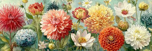 Fröhliche Blumen | Dahlien und weiße Blumen