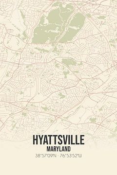 Vintage landkaart van Hyattsville (Maryland), USA. van MijnStadsPoster