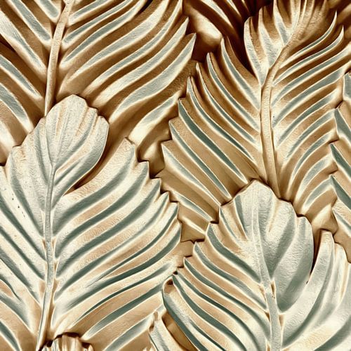Abstract palm tree leaves in gold