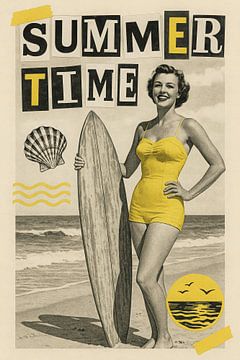 Zonnige Retro Zomerdag – Vintage Collage met Surfvibes van But First Framing