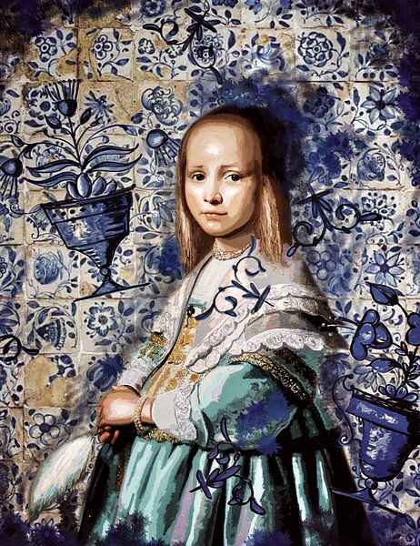 Une fille habillée en bleu par KleurrijkeKunst van Lianne Schotman