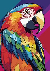 Red Macaw Bird Pop Art