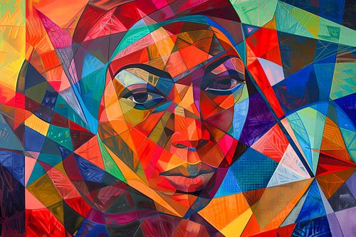 Digitaal abstract schilderachtig portret vrouw