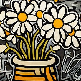 Blumen Vase | Weiße Blumen von ARTEO Gemälde