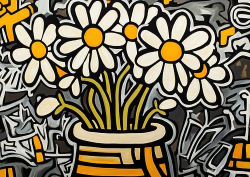 Bloemen Vaas | Witte Bloemen van ARTEO Schilderijen