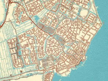 Carte de Volendam dans le style Blue & Cream sur Map Art Studio