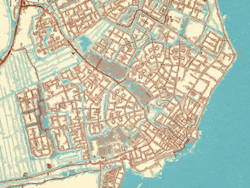 Map of Volendam in the style Blue &amp; Cream by De Kaartenwinkel