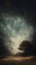 Stardust Rising Beside a Lone Tree by Skye Studio