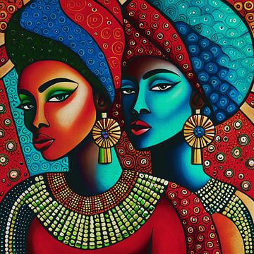 The sisters in blue and red by Jan Keteleer