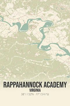 Carte ancienne de l'Académie de Rappahannock (Virginie), USA. sur Rezona