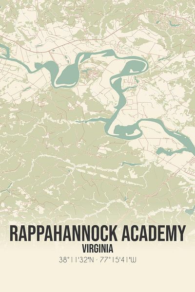 Vintage map of Rappahannock Academy (Virginia), USA. by Prints of Place