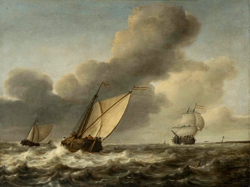 Stürmisches Meer, Jan Porcellis von Meisterhafte Meister