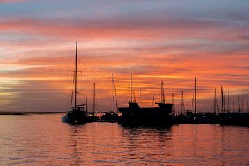 Twilight Symphony - Harbour Melody at Sunset - boats by Femke Ketelaar